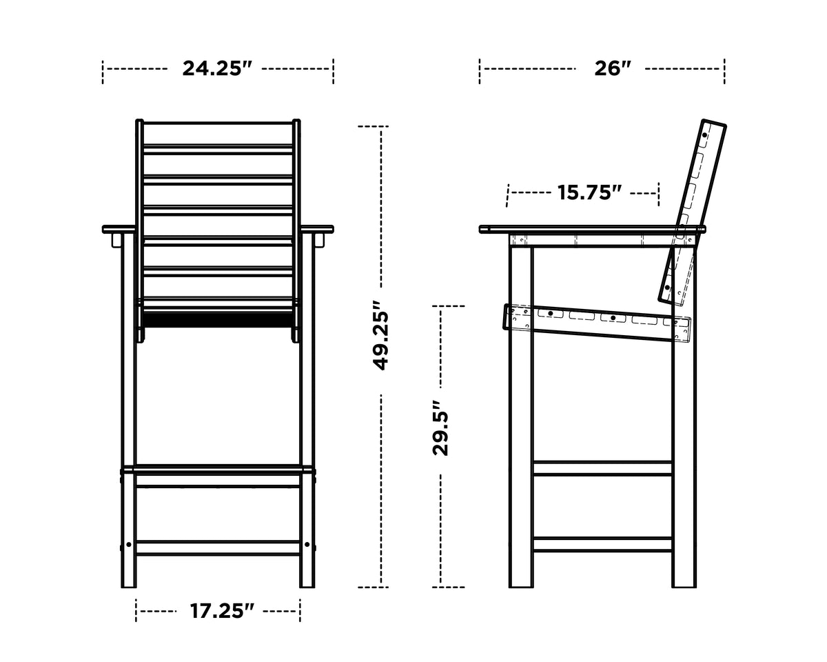 POLYWOOD Captain Bar Chair Duo American Backyard