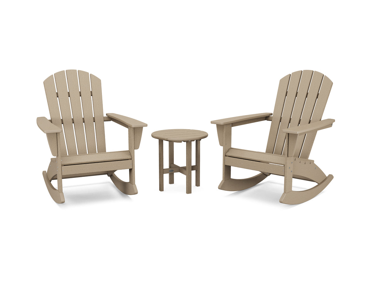 POLYWOOD Nautical 3 Piece Adirondack Rocking Chair Set American