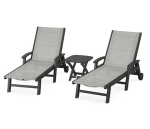 POLYWOOD® Coastal 3-Piece Wheeled Chaise Set